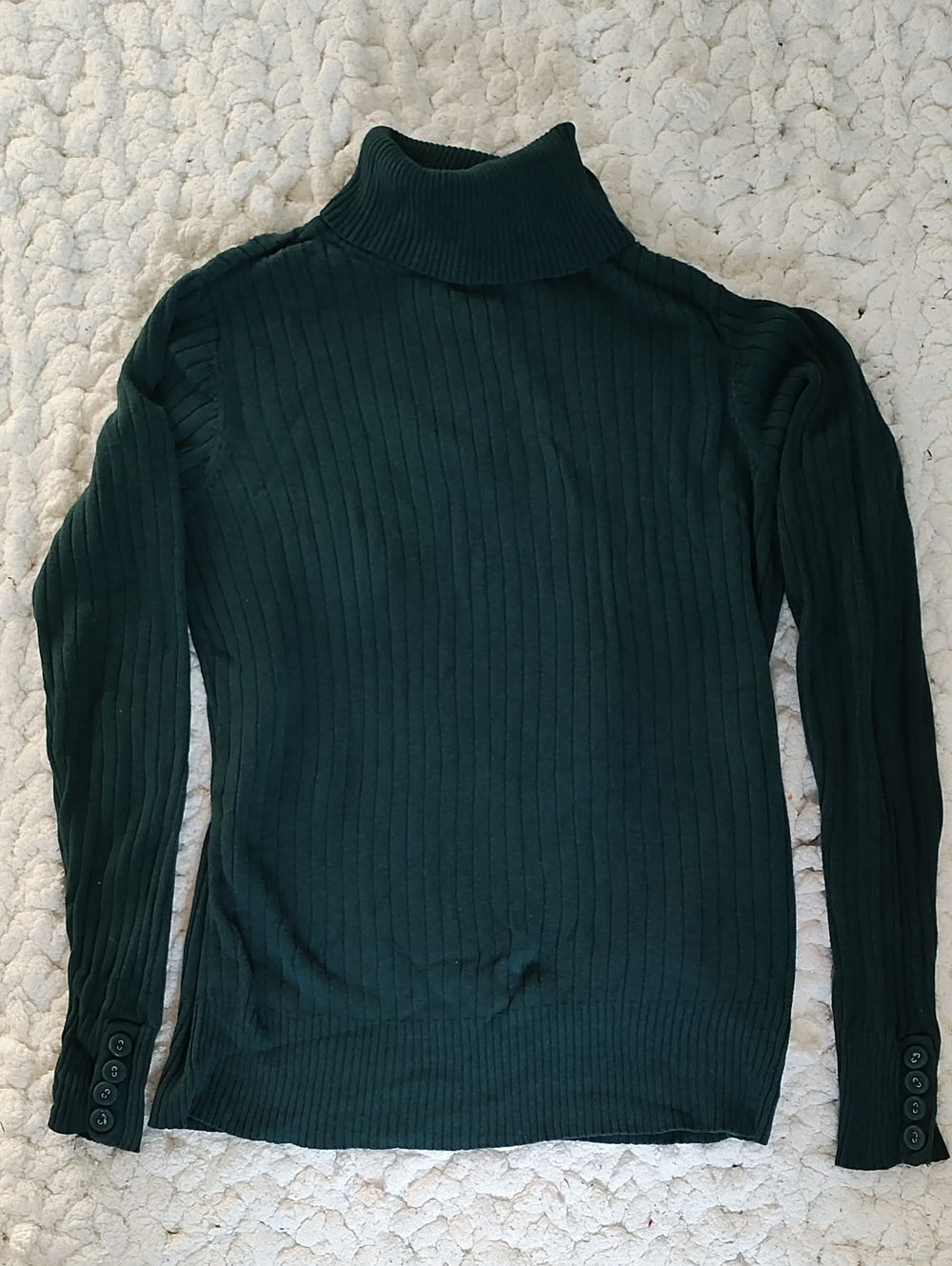 Daisy Fuentes Dark Green Ribbed Turtleneck Sweater